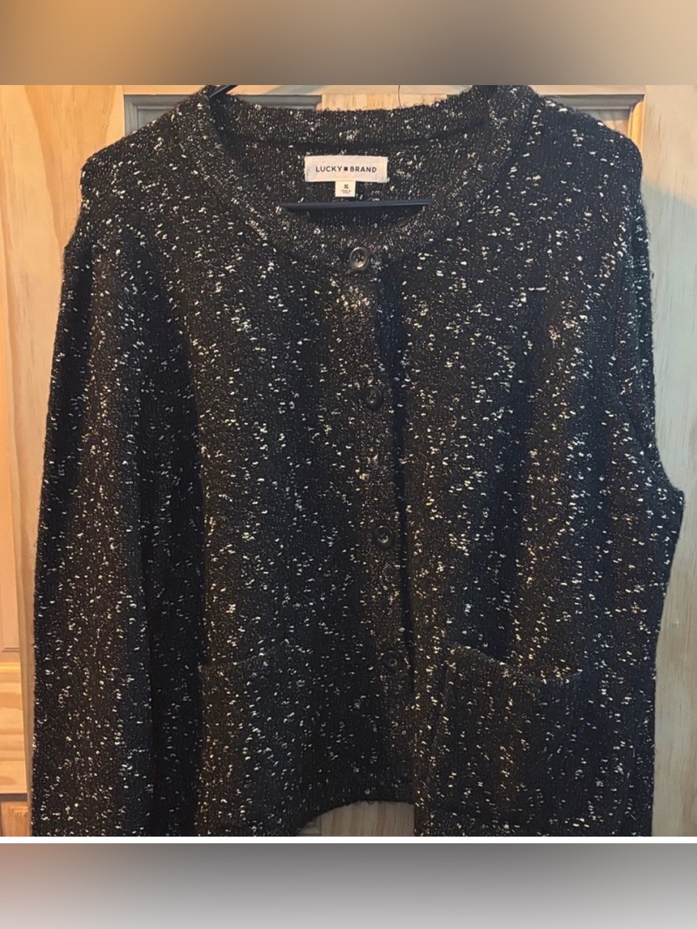 NWOT Lucky Brand Black and White Speckled Cardigan. - Picture 4 of 4